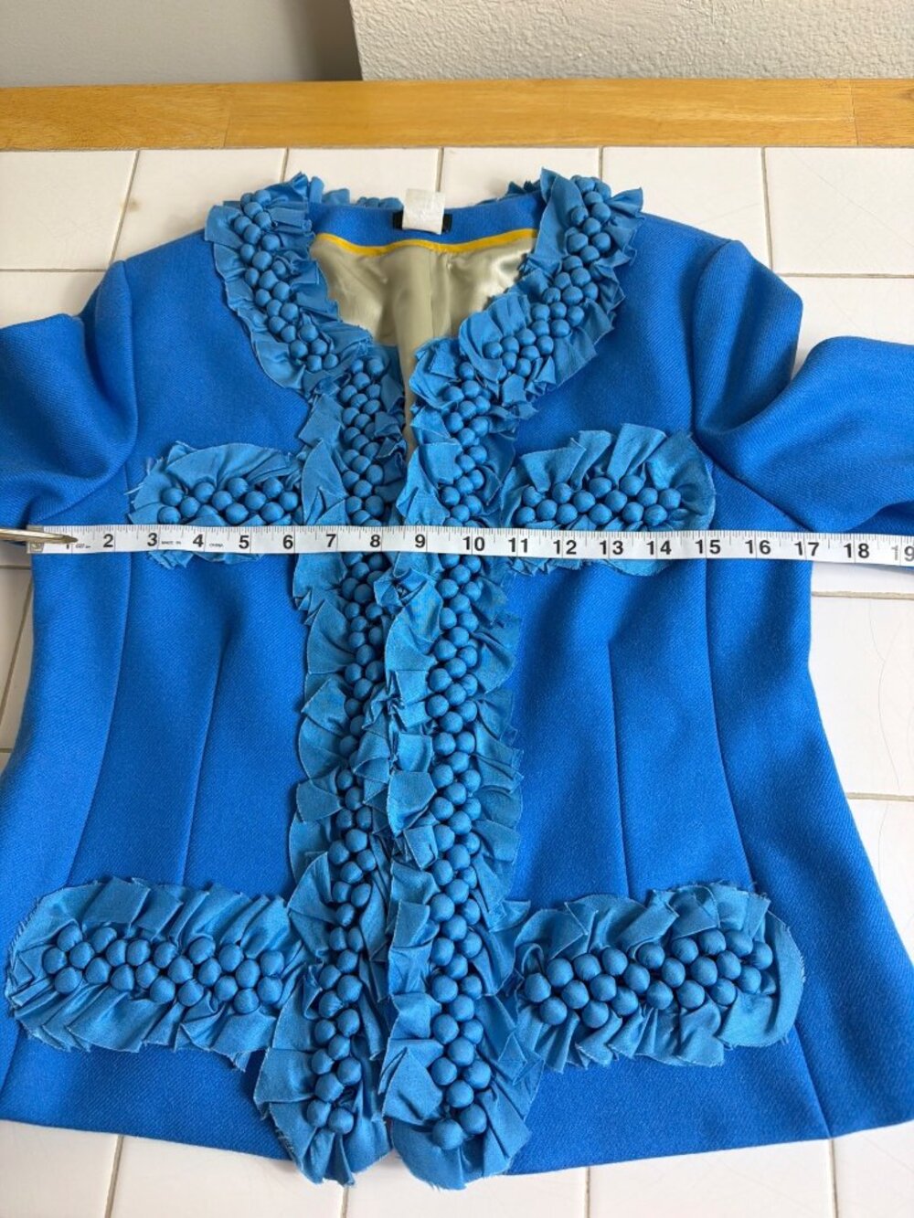 J.Crew Blue Wool Embellished Cropped Blazer Jacket Size 10 - Picture 6 of 16